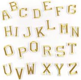 26 stuks A-Z opstrijkbare letters naaien op geborduurde patches chenille letters patches alfabet applique lijm reparatiepatches voor stoffen kleding shirts jeans reparatie (kleur: wit