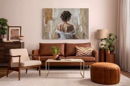 Tableau sur toile Saammp - Femme - Art - Beige - abstrait - 40x30 - Photo sur toile - Décoration murale - Décoration murale Salon - Décoration chambre - Impression sur toile