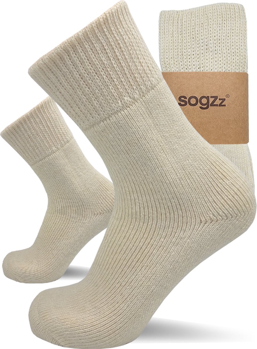 Wollen Thermo Sokken - Scheerwol - Warme Diabetes Sokken - Beige - Set Van 2 Paar - Maat 39/42