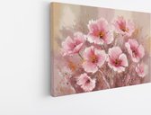 Saammp Canvas Schilderij - Pastel - Roze Bloemen - Abstract - 70x50 - Foto op canvas - Wanddecoratie - Muurdecoratie Woonkamer - Kantoor Decoratie