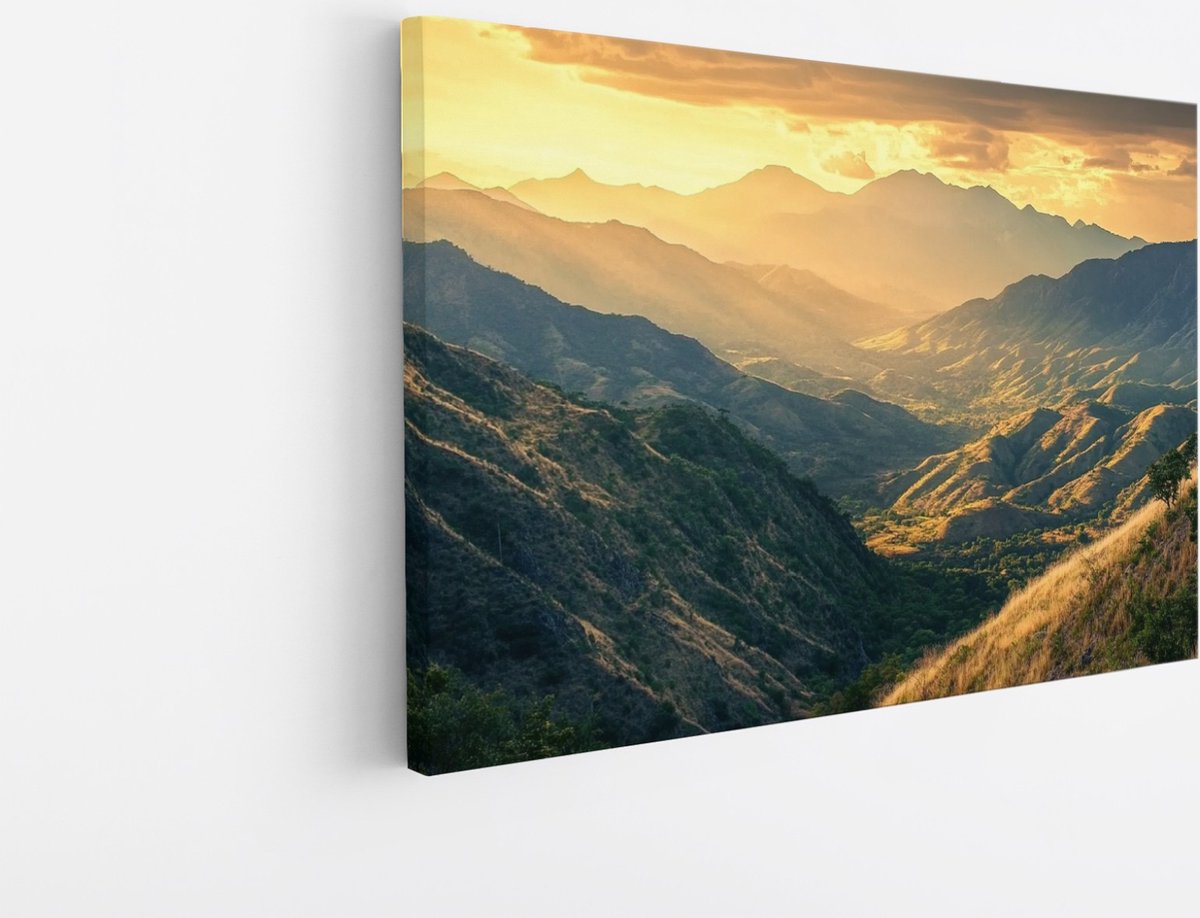 Saammp Canvas Schilderij - Natuur - Bergen - landschap - 50x40 - Foto op canvas - Wanddecoratie - Muurdecoratie Woonkamer - Slaapkamer decoratie - Canvas Print Multicolor