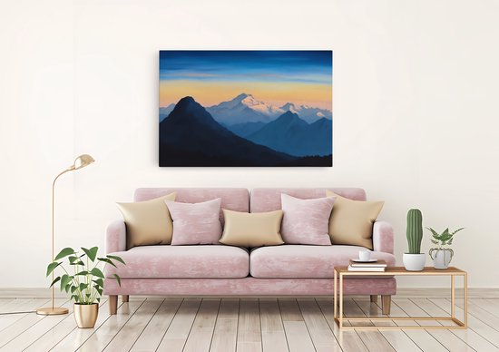 Tableau sur toile Saammp - Sommets de montagne - Nature - Paysage - 120x80 - Photo sur toile - Décoration murale - Décoration murale Salon - Décoration chambre - Impression sur toile