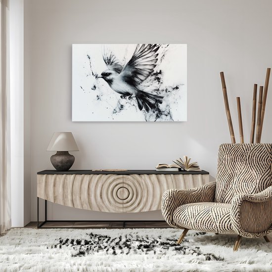 Tableau sur toile Saammp - Oiseau abstrait - Nature - Animaux - 120x80 - Photo sur toile - Décoration murale - Décoration murale Salon - Décoration chambre - Impression sur toile