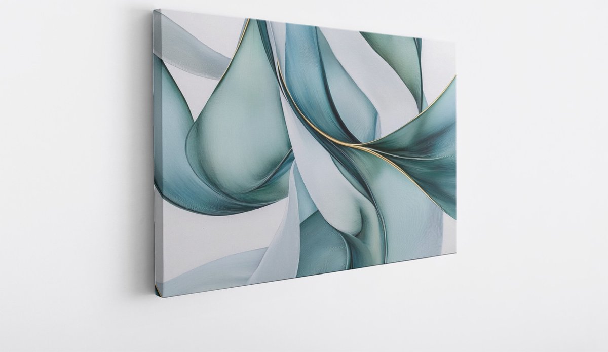 Saammp Canvas Schilderij - Turqoise wanddecoratie- Abstract - Blokken - 40x30 - Foto op canvas - Wanddecoratie - Muurdecoratie Woonkamer - Kantoor Decoratie Multicolor