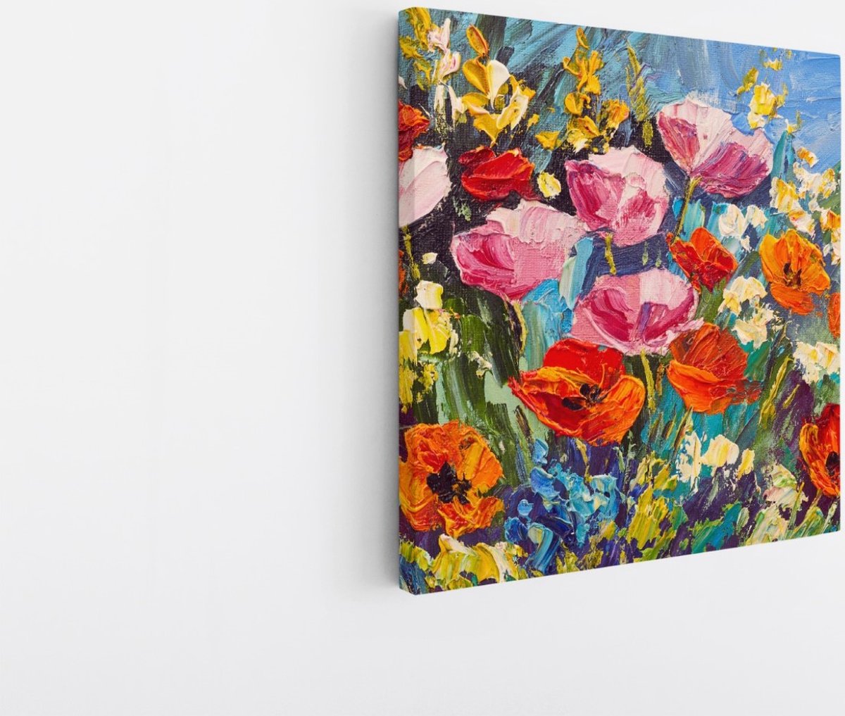 Saammp Canvas Schilderij - Expressieve Bloemen - Natuur - Abstract - 20x20 - Foto op canvas - Wanddecoratie - Muurdecoratie Woonkamer - Kantoor Decoratie Multicolor