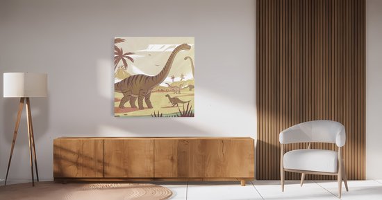 Tableau sur toile Saammp - Dinosaures mignons - Chambre d'enfant - 20x20 - Photo sur toile - Décoration murale - Décoration murale Salon - Décoration chambre - Impression sur toile