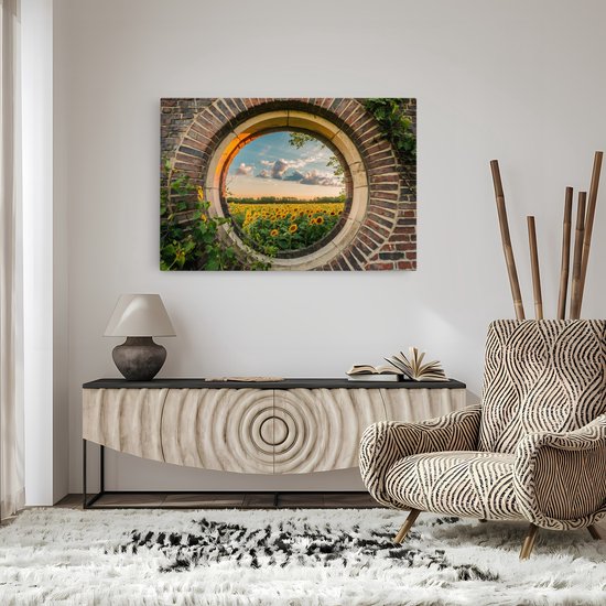 Tableau sur toile Saammp - Champ de tournesols - Nature - Vue - 150x100 - Photo sur toile - Décoration murale - Décoration murale Salon - Décoration chambre - Impression sur toile