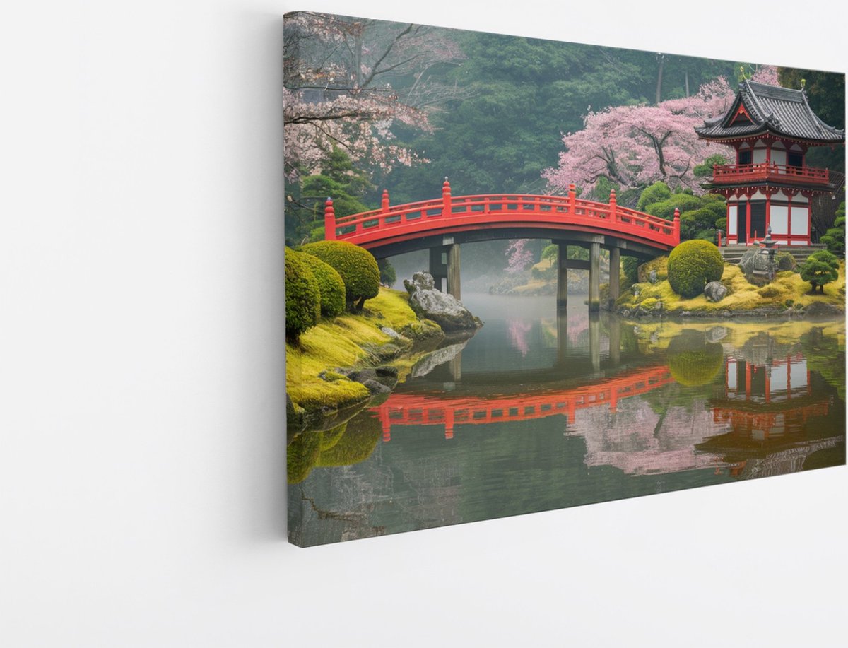 Saammp Canvas Schilderij - Japans landschap - Natuur - 45x30 - Foto op canvas - Wanddecoratie - Muurdecoratie Woonkamer - Slaapkamer decoratie - Canvas Print Multicolor
