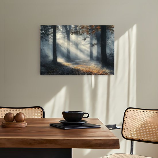 Saammp Canvas Schilderij - Natuur - Bos met paarse bloemen - landschappen - 120x80 - Foto op canvas - Wanddecoratie - Muurdecoratie Woonkamer - Slaapkamer decoratie - Canvas Print