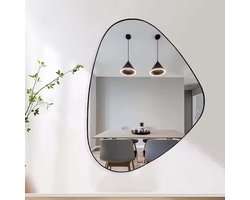 SERALUXE Designer Spiegel 49 x 76,2 cm - Organische Vorm - Asymmetrisch - Wandspiegel -Hal Spiegel - Spiegels- Hangspiegel - Spiegel Staand - Toilet - Hal - Woonkamer - Slaapkamer - Zwart - Metaal - Makeup Spiegel - Hollywood Spiegel - Mirrors