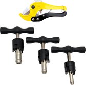 Somstyle Set de Coupe et d'Ébavurage pour Tuyau Multicouche - Coupe jusqu'à 42 MM - Calibrage 16, 20 & 25/26 MM - Ébavureur - Coupe-Tube - Coupe-Tube - Zwart & Jaune