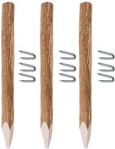 BOGATECO 3 x hazelnoot schuttingpalen | Hoogte 90 cm | Geslepen houten pen | Ronde hekpalen