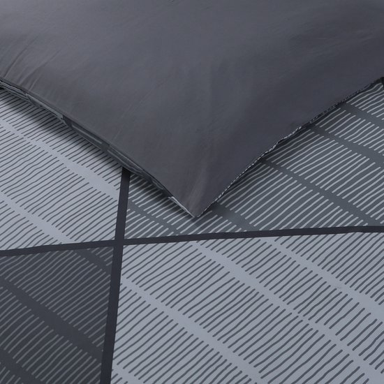 VISION Harold Dekbedovertrekset - 100% katoen: zacht en soepel - Eenpersoons - Dekbedovertrek 140 x 200 cm met 1 bijhorende sloop -Grijs - Oekotex gecertificeerd van VISION — afbeelding 3
