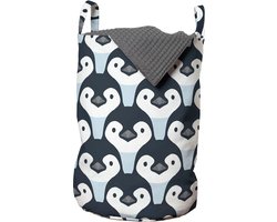 New Bed, Pinguïn Vogels Gezichts Patroon Opbergmand kinderkamer met Handvatten en Koordsluiting, Speelgoedmand kinderen - Speelgoedkist- Wasmand Kinderkamer - Wasbox - 33 x 48 cm