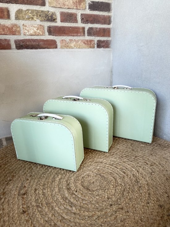 Creaties van Hier - Koffer Groen - Maat S - L25,5xB18xH8,3 cm - Pensioen - Karton — afbeelding 2
