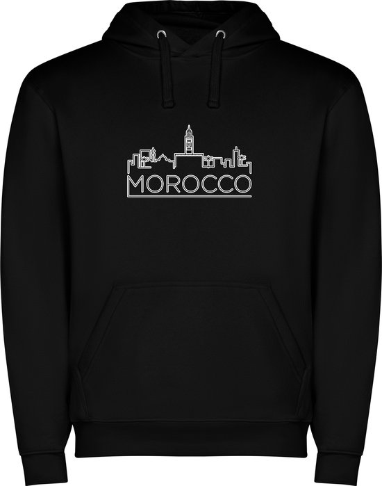Sweat à capuche unisexe noir avec imprimé « Skyline Morocco - Maroc – Ambiance vacances – Élégant – Moderne » en couleur de la marque Roly taille L