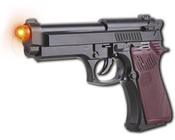 Nep pistool - zwart/bruin - kunststof - Politie/soldaten thema - Verkleed speelgoed wapens