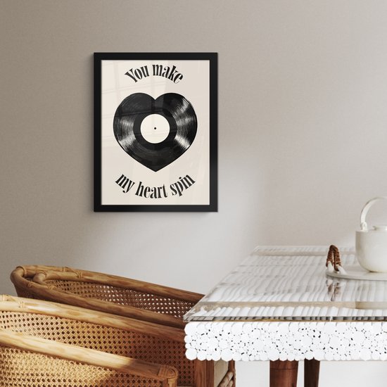 Affiche encadrée - Cadre photo 30x40 cm - Posters - Amour - Musique - Citation - Poster cadre noir - Décoration - Décoration murale salon - Décoration murale chambre