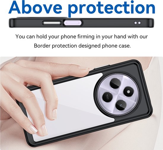 Étui adaptée pour Xiaomi Redmi 14C / Xiaomi Poco C75 - Coque arrière Phonesta Acrylic Hybrid - Noir