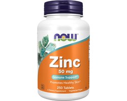 NOW Foods Zinc Gluconate / Zink Gluconaat - 50 mg - 14,35% Elementair Zink - 250 tabletten - 250 stuks