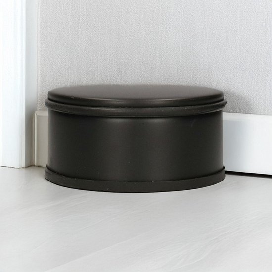 Svenska Living Deurstopper voor binnendeuren - zwart - rond - 1,2 kg - 12 x 6 cm - met rubberen rand