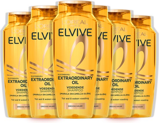 L’Oréal Paris Elvive Extraordinary Oil Shampoo - Voor droog haar - Met marula- en camelia-olie - 6x 250 ml
