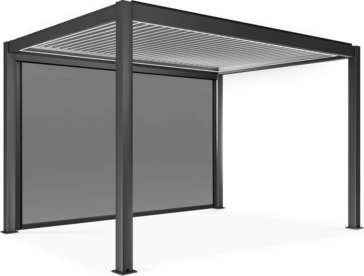 Oviala - Zelfdragende en verlichte pergola van 3x4m met 1 zonnescherm - Kavala
