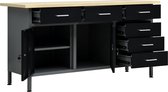 Bol.com vidaXL Werkbank 160x60x85 cm staal zwart Werkbank - Houten Werkbank - Metalen Werkbank - Werkplek - Gereedschapskast aanbieding