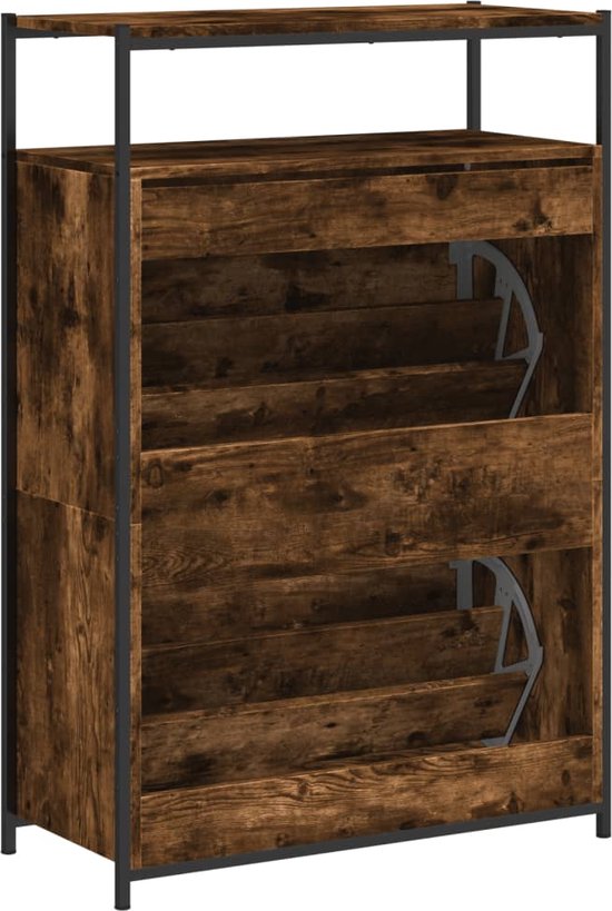 Meuble à chaussures vidaXL - Chêne fumé - 75 x 34 x 112 cm - Étagère à Étagères à chaussures - Rangement à chaussures