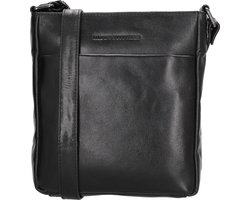 Hide & Stitches Porto Schoudertas Dames - Crossbodytas met telefoonvak - Tas van 100% Leder met ritssluiting - Zwart