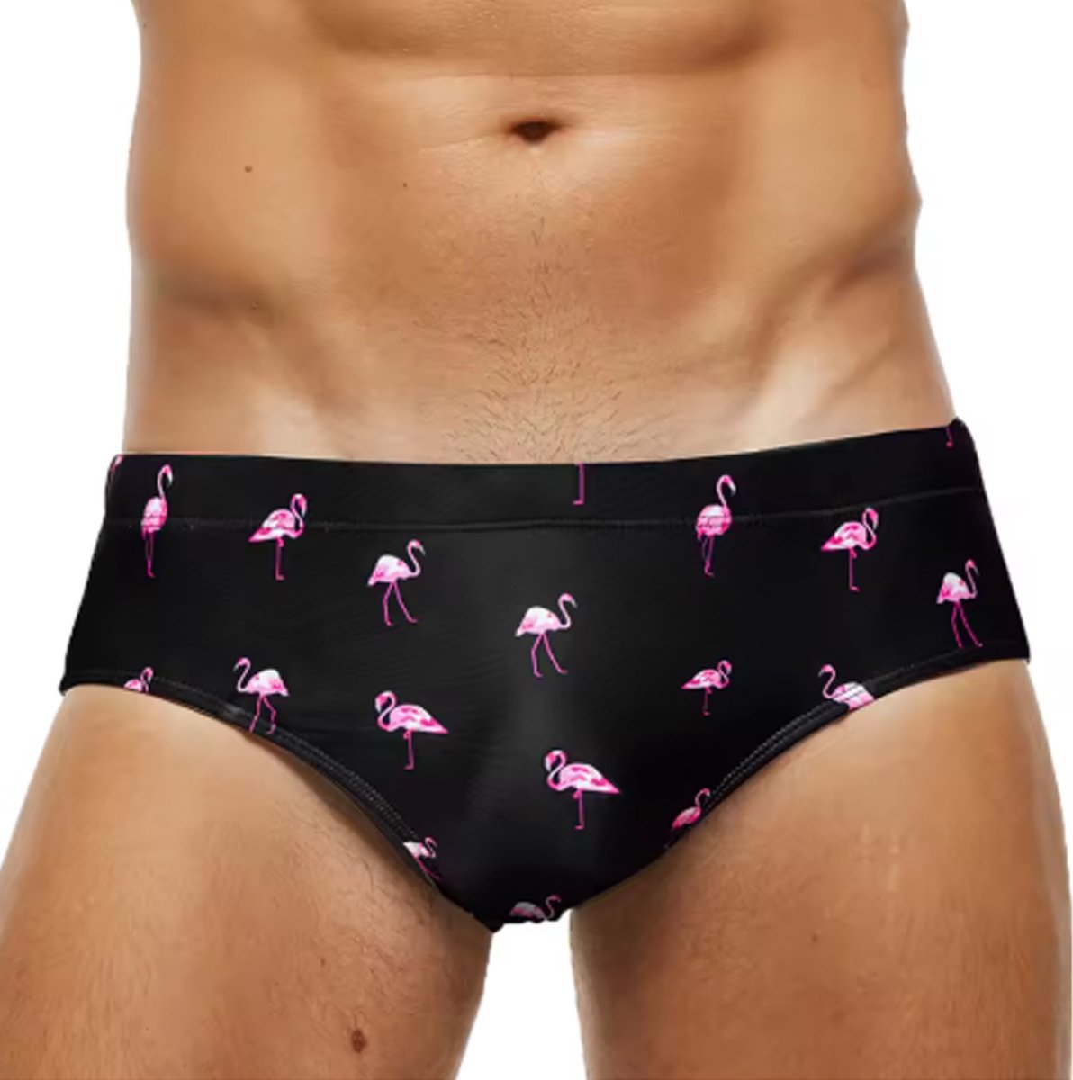 Lage taille aansluitende zwembroek voor heren - Goede kwaliteit - Strak - Flamingo print - Mode