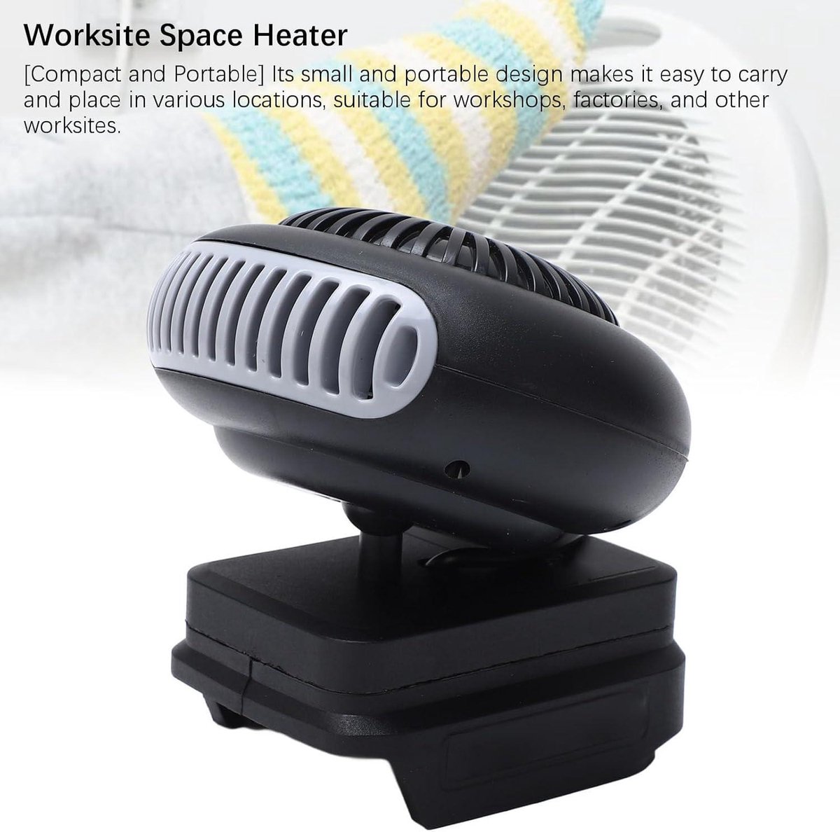 Acouto Calentador de Espacio Pequeño 170W 2 Engranajes 18V Ventilador Calentador Eléctrico a Batería para BL1815 BL1820 BL1530 BL1840 BL1850 BL1860 Este Espacio de para Compatible con de Pequeño