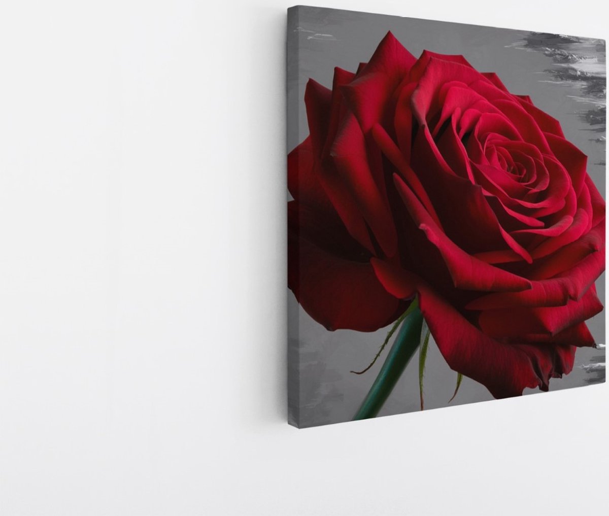 Saammp Canvas Schilderij - Abstracte Rode roos - bloemen - Natuur - 100x100 - Foto op canvas - Wanddecoratie - Muurdecoratie Woonkamer - Kantoor Decoratie Multicolor