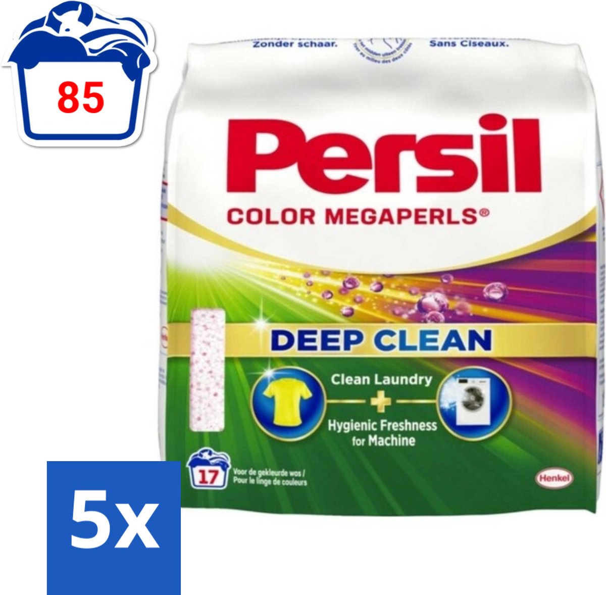 5 x Persil Waspoeder Megaperls Color 17 Wasbeurten 1,02 kg - Waspoeder - Wasbeurt - Kleurbehoud - Vlekverwijdering - Frisheid