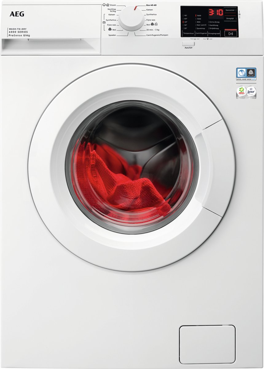 Bol.com AEG LWF62842 6000 OneGo - Was-droogcombinatie - 1600 rpm - 8 kg aanbieding