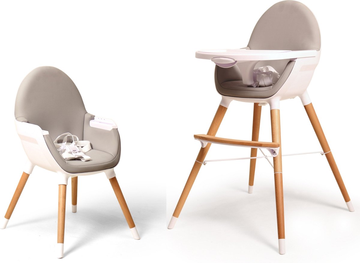 WEBABY Hoge kinderstoel in kunststof Wit en Grijs