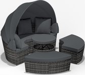 Îlot Solaire en Polyrotin CASARIA - Ø185cm avec Toit et Coussins - Grijs