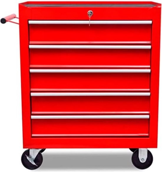 P.I.T. Mini Roze Gereedschapskist, Draagbare 5-lade Micro Roll Cab Stalen Gereedschapskist met Liner, Roze Kleine Gereedschapskoffer voor Gereedschapsopslag, Thuis DIY
