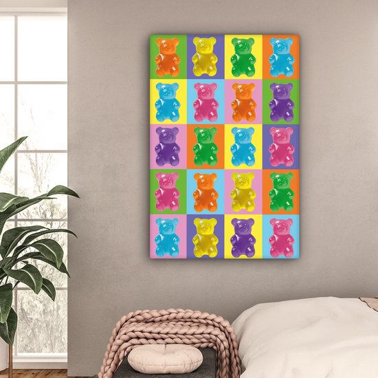 Peinture sur toile 80x120 cm - Décoration murale Art- Snoep - Gummy - Coloré - Décoration murale salon - Décoration chambre - Accessoires chambre - Peintures sur toile
