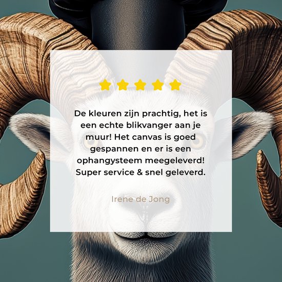 Tableau sur toile 80x120 cm - Décoration murale Chèvre - Cornes - Vêtements de chef - Décoration murale murale salon - Décoration chambre - Accessoires chambre - Peintures sur toile