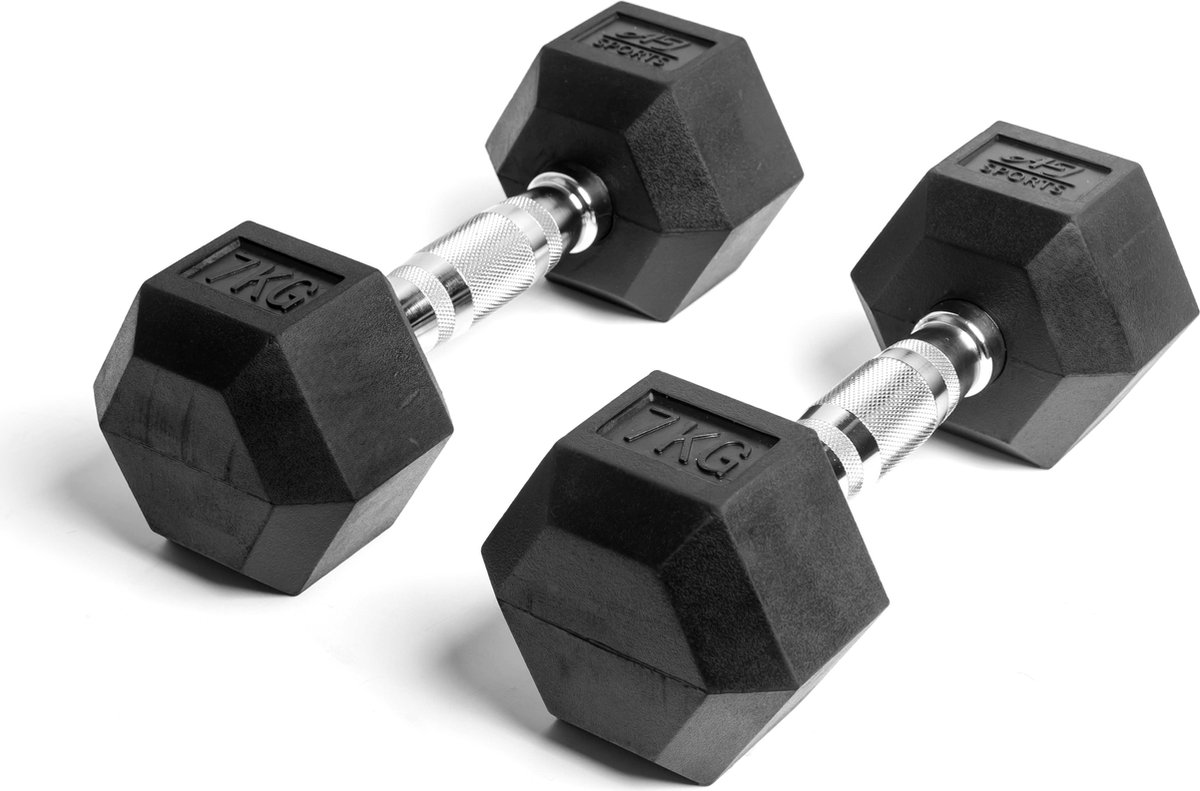 AJ-Sports Hex Dumbells 7kg - 2 x 7 kg Dumbell - Gewichten - Dumbells set - Gewichten set - Halterset - Fitness gewichten - Krachttraining - Fitness