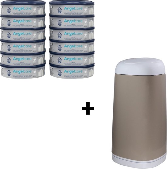 Angelcare Recharges Octogonales Lot De 6 + Housse Décorative Royaume Des Neiges Pour Poubelle à Couches