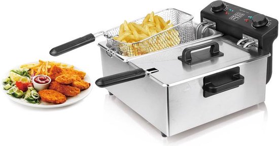 Royal Swiss® Frituurpan van Roestvrijstaal – 6 Liter Friteuse met 3000 Watt Vermogen – Duurzaam en Makkelijk te Onderhouden