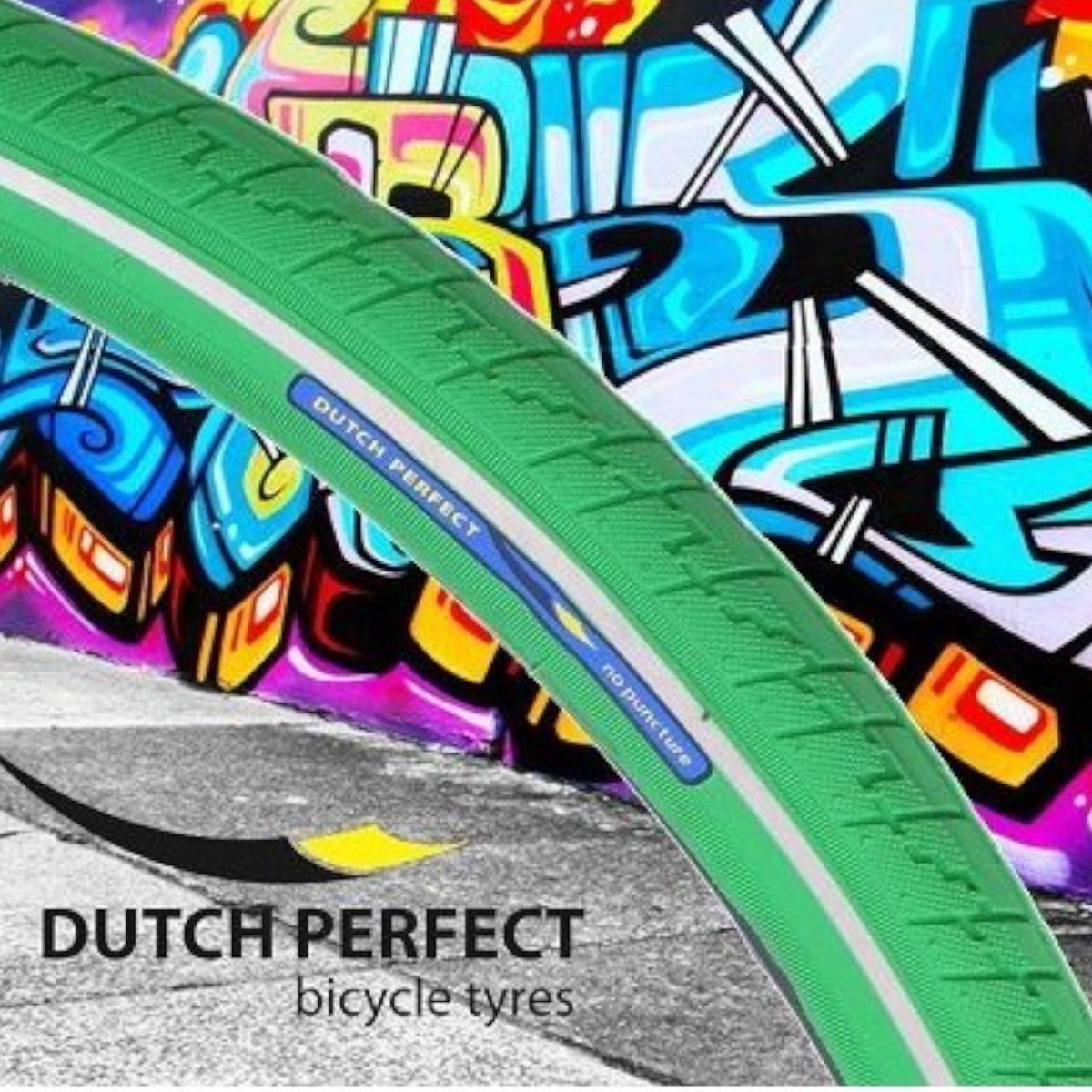Buitenband Dutch Perfect 28 x 1.75/ 50-622 no puncure - groen met reflectie