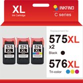 INKFIND 575XL 576XL Inktcartridge compatibel met Canon575 Canon 575 Canon576 Canon 576 Canon PG-575 PG-575XL CL-576 CL-576XL Hoge Capaciteit / 3-pack (Zwart x 2 en Kleur x 1)
