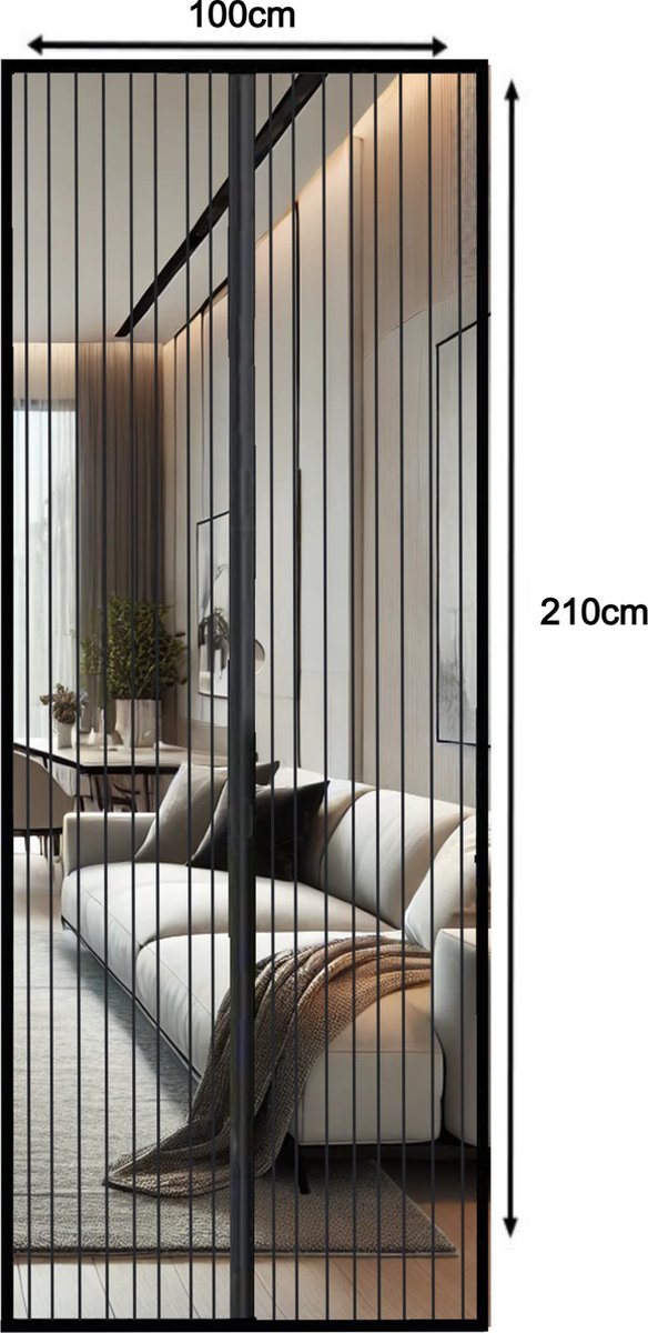 JEAS - Luxe Magnetisch Vliegengordijn - 210x100cm - Horgordijn - Deurgordijn - Deurhor - Zwart