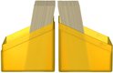 Twee gele Ultimate Guard Boulder deck cases gevuld met kaarten.