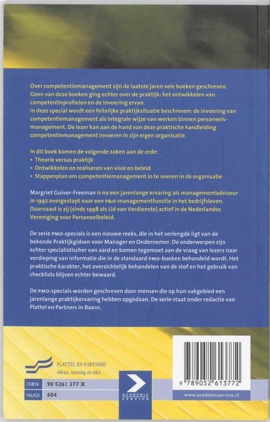 Achterkant boek 'PMO-special' met tekst en ISBN.