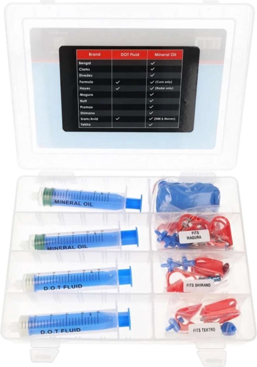 Elvedes Universele bleeding kit voor hydraulische schijfremmen - Inclusief adapters - Geschikt voor mineraal en DOT olie