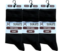 Sukats® Katoenen Sokken - 6 Paar - Zwart - Maat 39-42 - Dames en Heren Sokken - Smart Casual - Meerdere Maten en Kleuren - Unisex sokken katoen